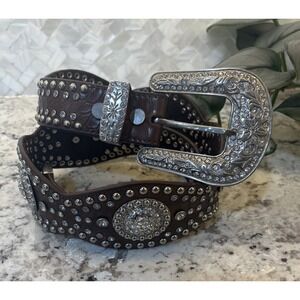 Women's Nocona Western Rhinestone Belt‎ Medium Conchos Cowgirl Alligator Print